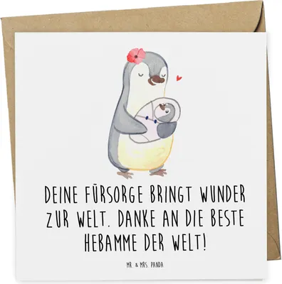 Produktbild von Mr. & Mrs. Panda Grußkarte Beste Hebamme - Weiß - Geschenk, doppelkarte, Danke sagen, Aufmerksamkeit, Danksagung, Bedanken, Geburt, anlasskarte, faltkarte, Fürsorge