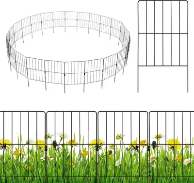 Immagine prodotto di Recinzione decorativa in metallo per giardino, 25 pezzi, antiruggine, 33x61 cm