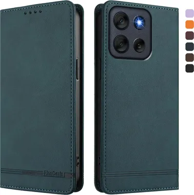 Produktbild von Hülle für Motorola Moto G56, Retro Kunstleder Ständer Klapphülle mit Kartenfächer und Magnetische Grün