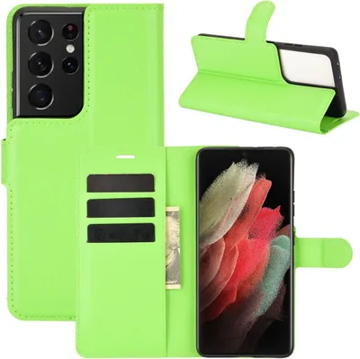 Productafbeelding van König Design hoesje, compatibel met Samsung Galaxy S21 Ultra, kunstleren telefoonhoesje - telefoonhoesje, groen