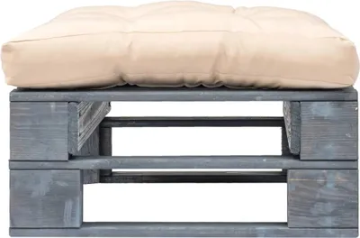Produktbild von vidaXL Outdoor-Ottomane Paletten mit Kissen in Sandfarben Holz Grau