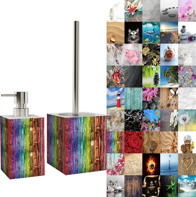 Produktbild von 2-teiliges Badezimmer Set Seifenspender und WC-Bürste – Rainbow