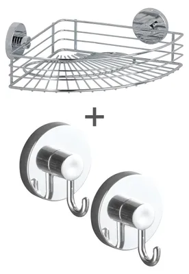 Produktbild von Vacuum-Loc® Eckablage Bari + Haken, 3-tlg.