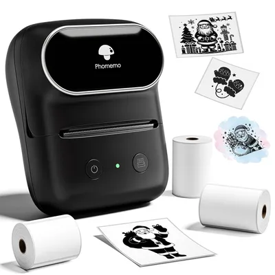 Bluetooth-Etikettendrucker, Thermodirekt, 3 Rollen, tragbar, schwarz
