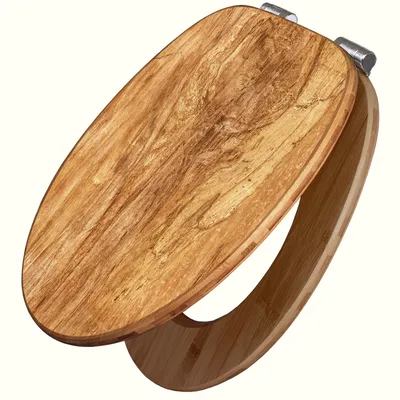 Produktbild von banjado Design WC Sitz Bambus Absenkautomatik -Holz Struktur mit Astloch - Toilettendeckel mit Absenkautomatik Holz/hochwertiger Bambus Klodeckel/WC-Sitz für alle gängigen Toiletten [TDB2 13637]