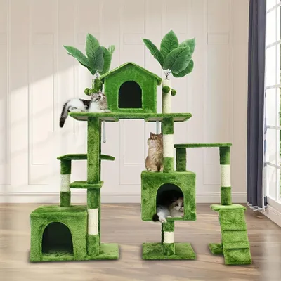 Immagine prodotto di Torre per gatti – Albero per gatti – Tiragraffi – Torre giochi – Altezza: 149,86 cm – Struttura in legno con rivestimento morbido