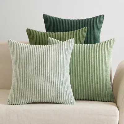 Produktbild von Kissenbezüge 40x40 cm, 4er-Set, Cord, Dekokissen, Sofakissen, dekorative Kissenbezüge, Salbeigrün