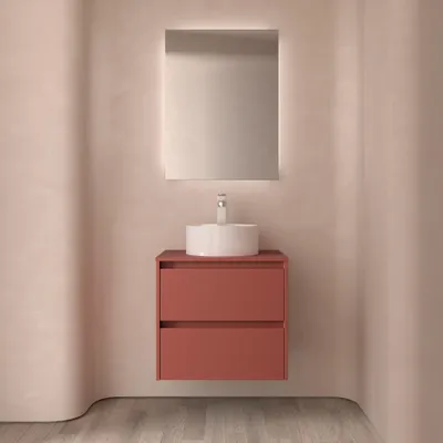 Produktbild von Badezimmermöbel BALTIC 600 2 Schubladen RED SATIN + Waschtisch-Platte