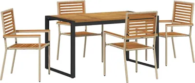 Produktbild von vidaXL Garten Essgruppe 5 pcs Beige und Braun Poly-Rattan