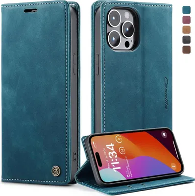 Immagine prodotto di Custodia protettiva per cellulare, compatibile con la serie Apple iPhone 14, con portacarte, colore: blu, modello: Apple iPhone 15 Pro