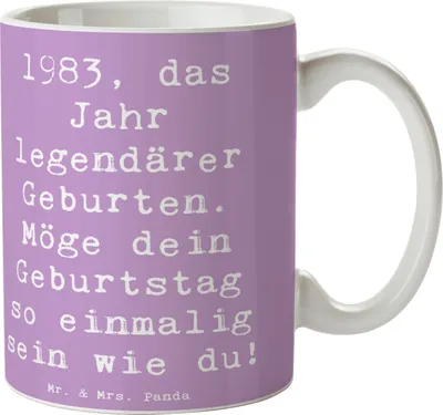 Produktbild von Mr. & Mrs. Panda Kaffeetasse Spruch 1983 Geburtstag - Lavendeltraum - Geschenk, Tasse, Feiern, Trinkbecher, cappuccinotasse, Alter, Glückwunsch, Happy Birthday, Teetasse