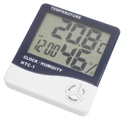 Digitales Thermometer & Hygrometer mit Uhr, Alarm, LCD