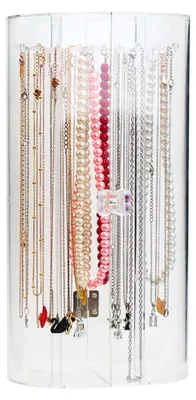 Produktbild von Halskettenhalter aus Acryl mit 24 Haken, transparenter Halsketten-Organizer, staubdicht, drehbar, Schmuckaufbewahrung, Ständer, Vitrine