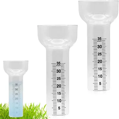 Imagen del producto de Juego de pluviómetros, 2 unidades, resistentes a las heladas, rango de medición de 1-35 mm, para jardín y uso en exteriores