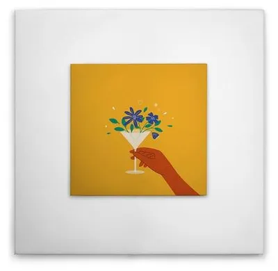 Leinwandbild Blumengläser Küche, 60 x 60 cm, gelb-weiß