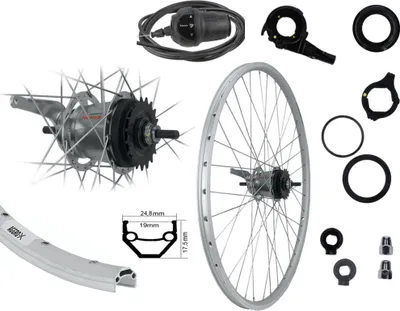 Produktbild von Aggro-X 28 Zoll Laufrad Hinterrad Silber Shimano Nexus 7 Gang Nabenschaltung mit Rücktritt + Drehgriff und Zubehör