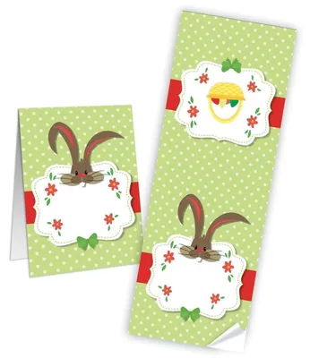 Produktbild von 100 Frohe Ostern Aufkleber Osterhase Osterdeko Osteretiketten Osteraufkleber 7,2 x 21 cm Verpackung Kindergeschenke beschriftbar Geschenkaufkleber grün rot weiß braun