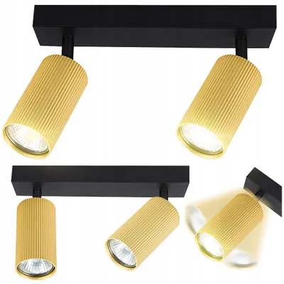 Produktbild von MasterLED Deckenstrahler GU10 2-flammig schwenkbar Schwarz Gold - Moderne LED Deckenleuchte für Wohnzimmer