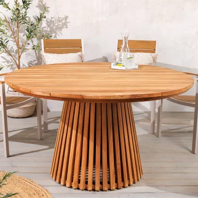 Produktbild von riess-ambiente Runder Esstisch EMPIRE TEAK 120cm braun Teakholz Indoor Outdoor wetterfest Esszimmertisch Gartentisch Tisch