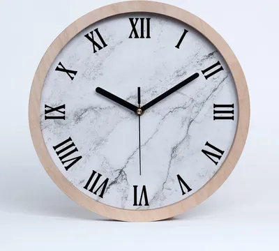 Produktbild von Holzuhr 20fi cm wanduhr - schwarze Spitzen - Marmor