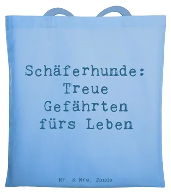 Produktbild von Mr. & Mrs. Panda Schultasche Spruch Schäferhund Gefährten - Sky Blue - Geschenk, Begleiter, Uni Tasche, dokumententasche, Hunderassen Vielfalt, Beschreibung, canvas, Hund