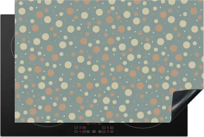 Produktbild von KitchenYeah© Herdabdeckplatte Polka dots - Muster - Grau , 81x52cm, Küche Deko, Glaskeramikkochfeld Herdabdeckung, Abdeckplatte fùr Kochfeld