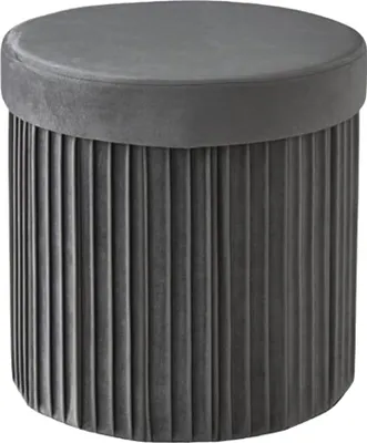 Produktbild von Relaxdays Hocker Samt, Sitzhocker mit Stauraum, gepolstert, faltbar, HxD: 38 x 38 cm, runder Beistellhocker, dunkelgrau