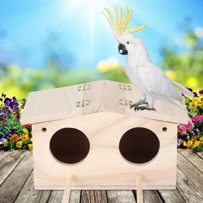 Produktbild von Nistkasten aus Holz für Vögel – für Papageien und Schwalben, wetterfest, 23 x 12,9 x 12,5 cm
