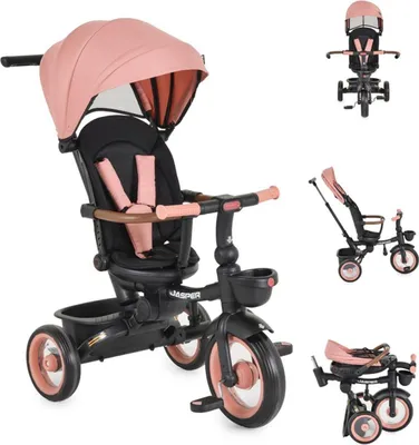 Produktbild von Byox Dreirad Jasper EVA-Reifen klappbar, Sitz drehbar, Hinterradbremse, Körbe rosa