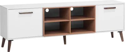 Produktbild von BELIANI Szafka RTV biało-brązowa 180 cm 4 półki 2 szafki styl skandynawski
