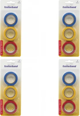 Produktbild von 4 x Isolierband 3fach sortiert 18mmx10m blau gelb rot Klebeband