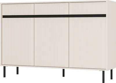 Produktbild von Masseno Kommode OSTIA 149 cm Sideboard mit 3 Schubladen und 3 Türen für Wohnzimmer Schlafzimmer Modern 149x40x100 cm Beige / Beige