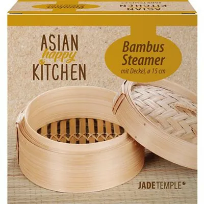 Image de Cuiseur vapeur rond en bambou de 15 cm - Asian Happy Kitchen