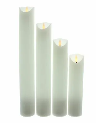 Image de Bougie LED Set de 4 bougies blanches, cire véritable, scintillement sans flamme, avec minuterie