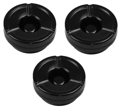 Produktbild von 3 Stück Windaschenbecher Aschenbecher mit abnehmbaren Deckel aus Melamin in schwarz ø 12cm
