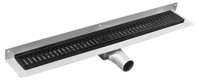Productafbeelding van Gelco MANUS ONDA vloerafvoer van roestvrij staal, met rooster, voor wandmontage, lengte 1050 mm, DN50, mat zwart