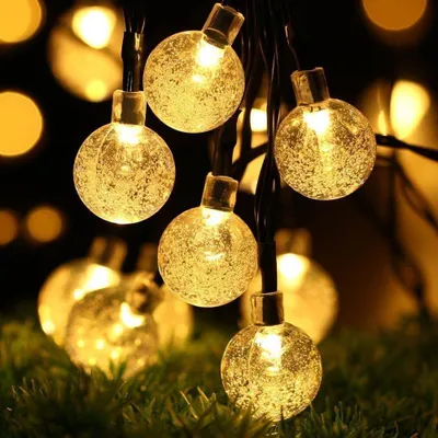 Solar-Lichterkette 30 LED Kristallkugeln 6 m warmweiß