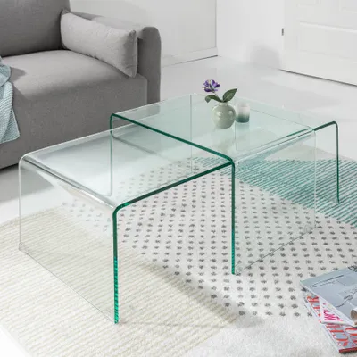 Produktbild von riess-ambiente Hochwertiges 2er Set Glas Couchtisch FANTOME 100cm transparent Beistelltisch Tisch