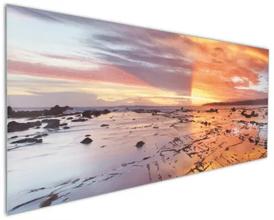 Produktbild von Wallario Küchenrückwand aus Glas, Größe: 125 x 50 cm, Motiv: Wattwanderung am Meer bei Sonnenuntergang | Spritzschutz | abwischbar | pflegeleicht | in