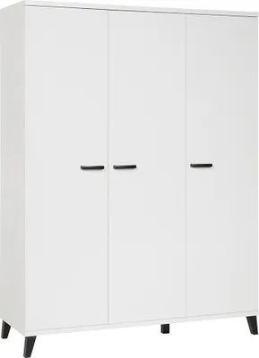 Image de Armoire enfant 3 portes DANAÉ – Blanc mat – Grand rangement au style épuré