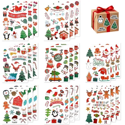 Weihnachtsaufkleber 339 Stück, selbstklebend, bunt, 24 Blatt