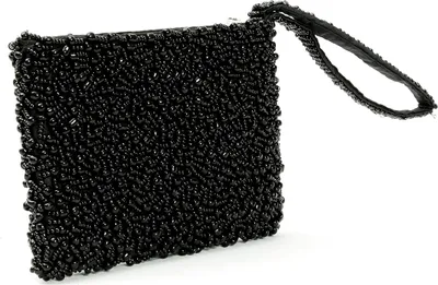 Image de Portefeuille en perles de couleur noire 14 x 10 x 2 cm