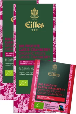 Produktbild von EILLES TEE Teebeutel & Fairtrade Cassis-Cranberry, Sparpack mit 2x25er Box