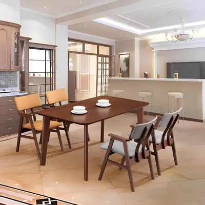 Immagine prodotto di Tavolo da pranzo di design in legno + 4 sedie poltrona set soggiorno imbottito nuovo