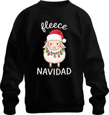 Zdjęcie produktu dla polar NAVIDAD urocza owieczka świąteczne światełka mikołaj bluza uni , czarny, M
