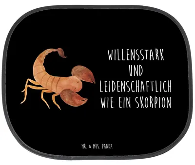 Produktbild von Mr. & Mrs. Panda Sonnenschutz Auto Sternzeichen Skorpion - Schwarz - Geschenk, Geburtstag Oktober, saugnapf, seitenscheibe, November, Sonnenblende, fenster, Skorpione
