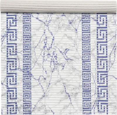 Produktbild von Badematte Griechisch-Mäander Rutschfeste Weichschaummatte mit Drainage Marmor Blau Breite 65 cm Länge 1000 cm