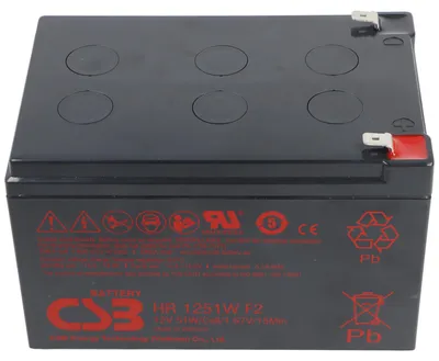 Obrázok produktu pre CSB HR1251W Olovená batéria 12 V, 4,25 A, Faston F2 12 V 51 W, 151 x 98 x 100 mm
