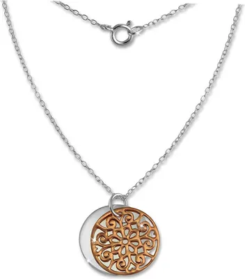 Produktbild von SilberDream Halskette 45cm 925 Silber vergoldet Doppel Plakette rose SDK8002E