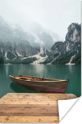 Produktbild von MuchoWow® Poster Nebel - Schnee - Berg - Boot 40x60 cm - Plakate für die Wand - Poster Babyzimmer